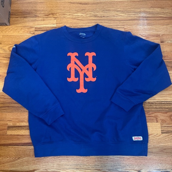 Stitches New York Mets Royal Blue Crewneck Pullover Sweatshirt Men's Size XLarge - Picture 7 of 11